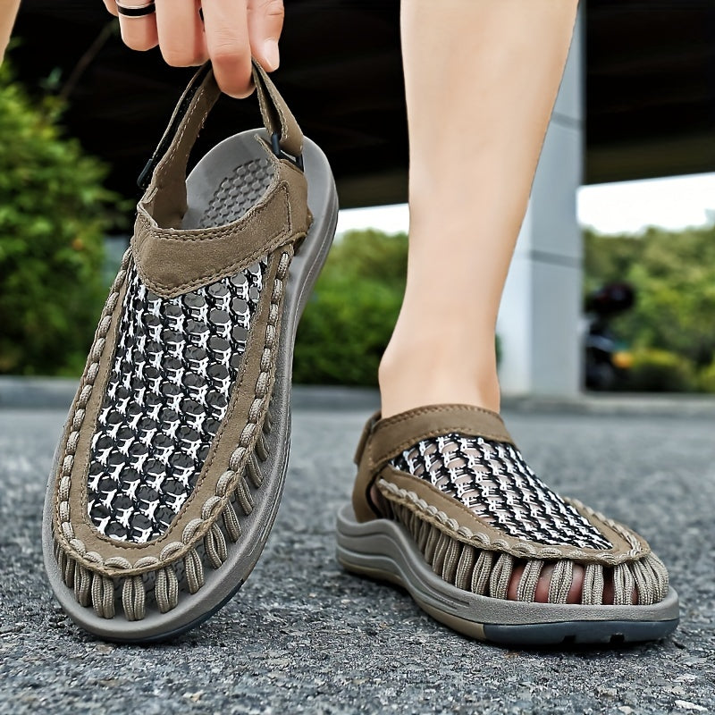 Men's Hollow Out Slip On Lightweight Sandals Hook And Loop Fastener