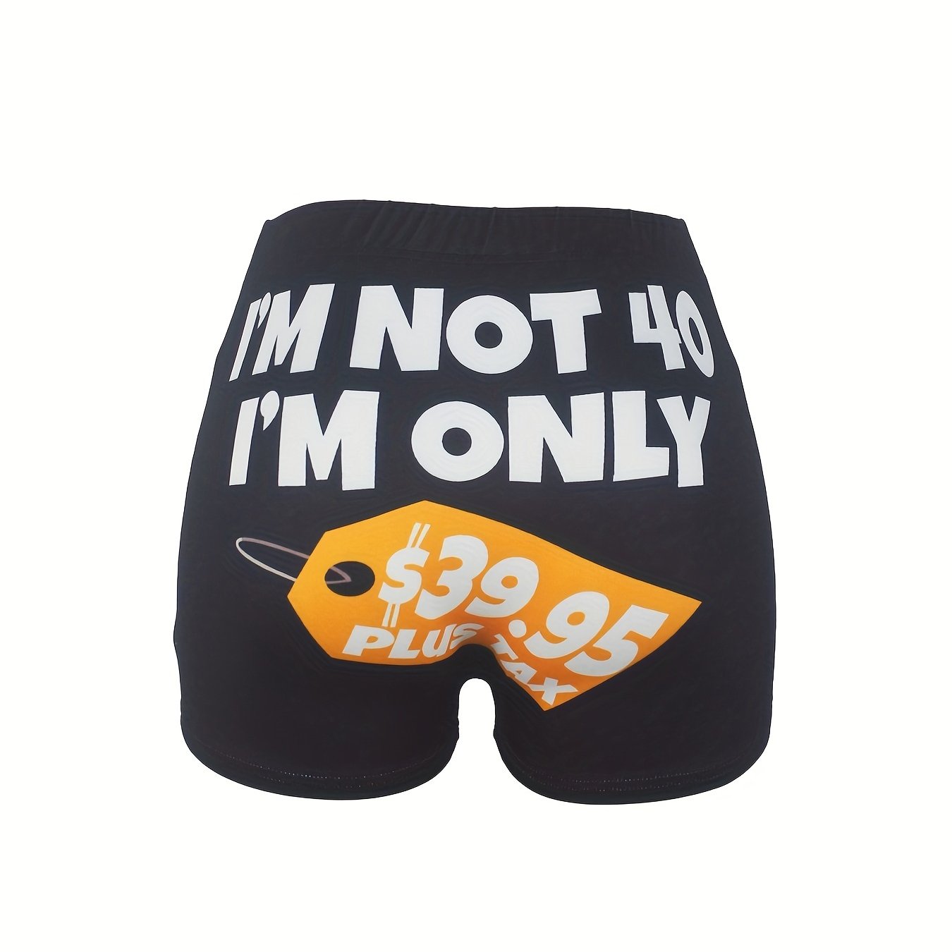 Tag & Letter Print Skinny Shorts for Women