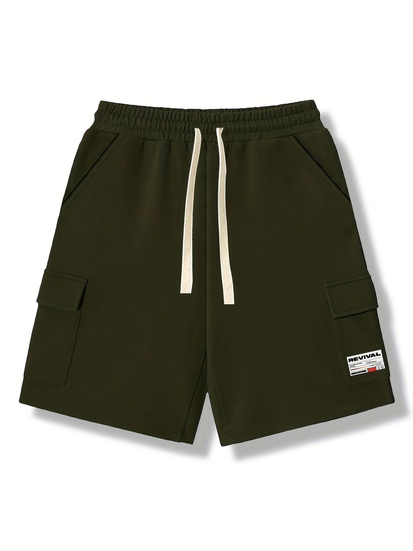 Men's Casual Cargo Shorts Solid Stretch Elastic Waist Drawstring