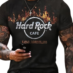 Hard Rock Cafe Pattern Print Men's Short Sleeve Tee