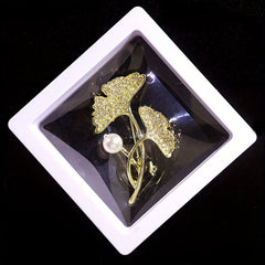 Butterfly Flower Brooch Pin with Pearl Silk Scarf Buckle