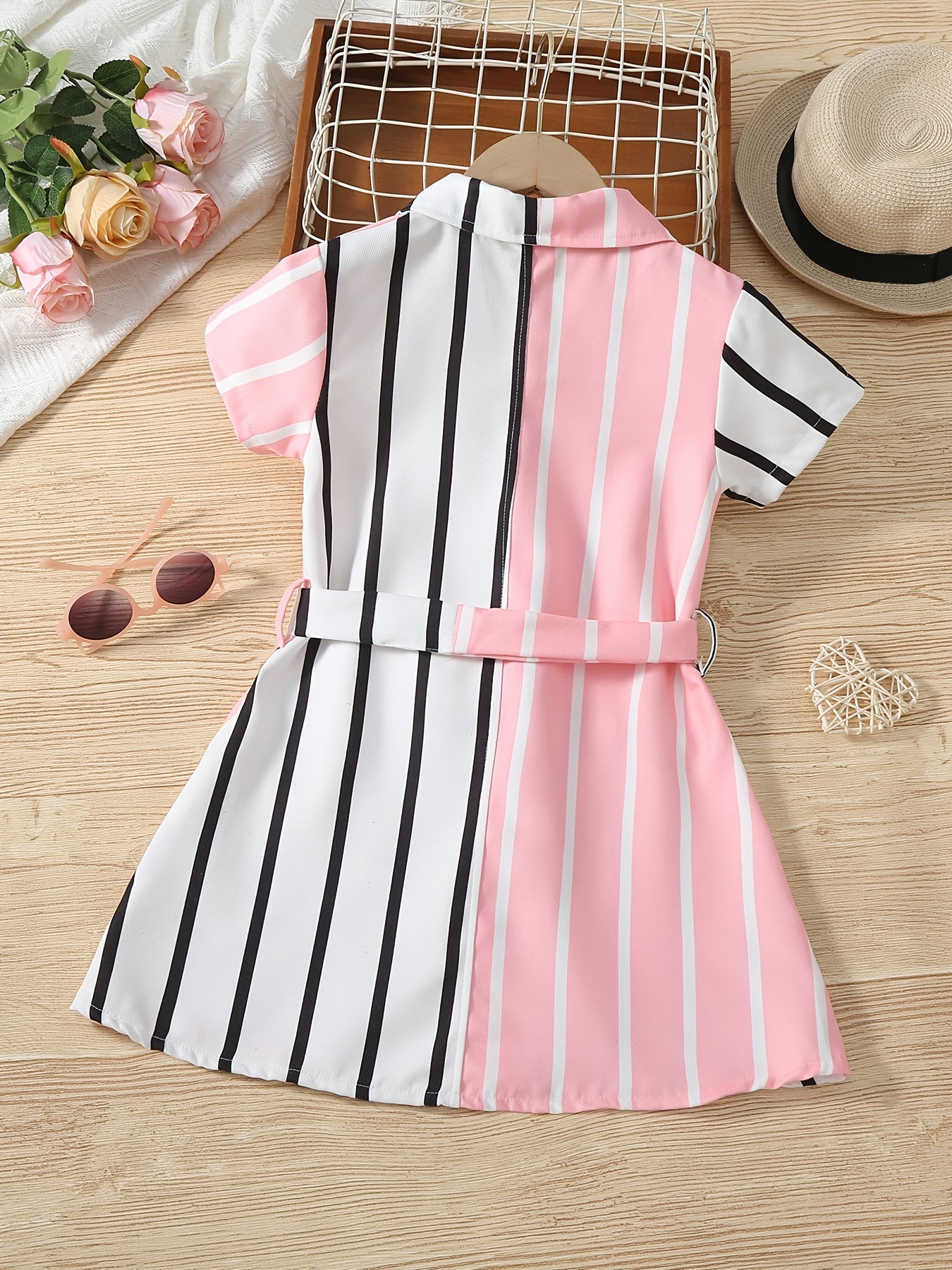 Girls Striped Shirt Dress Kids Summer Clothes
