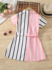 Girls Striped Shirt Dress Kids Summer Clothes