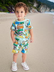 Toddler Boys Cartoon Tee Top Shorts Set Casual Outfit