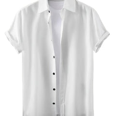 Men's Short Sleeve Lapel Shirt - Button Up Tops