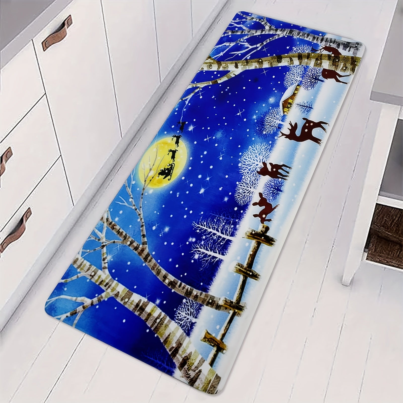 Christmas Cartoon Foot Mat Non-slip Long Strip Carpet