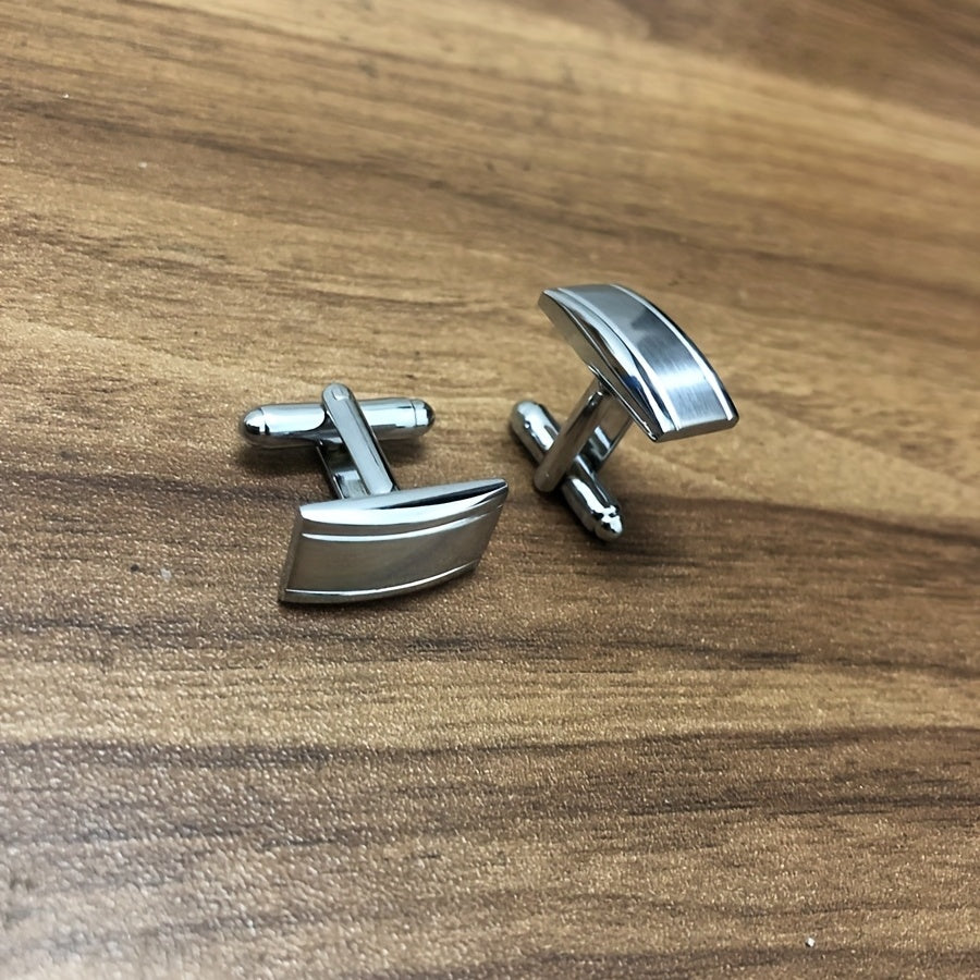 Men's Steel Curved Line French Cufflinks Shirt Suit Cufflinks