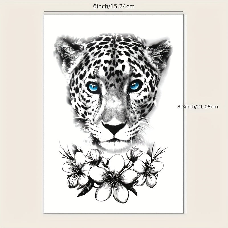 Waterproof Leopard & Flower Temporary Tattoo Sticker