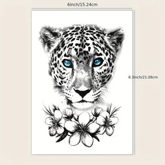 Waterproof Leopard & Flower Temporary Tattoo Sticker