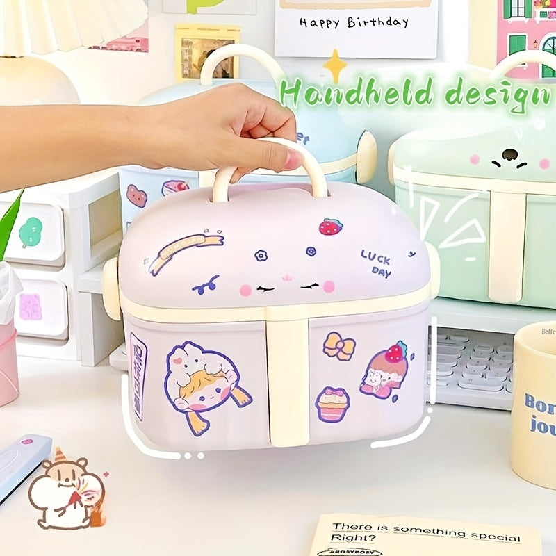 Cartoon Medical Box with Lid, Handheld Storage for Jewelry and Hair Accessories
