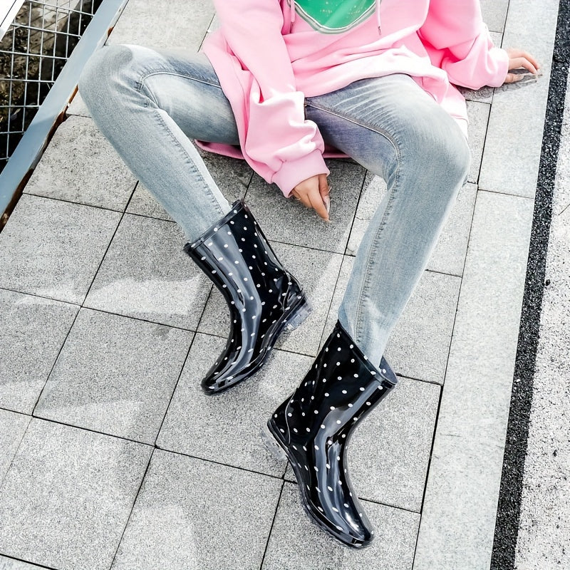 Women's Waterproof Medium Tube Rubber Rain Boots