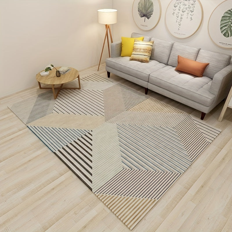 Modern Geometric 6'X8 5' Area Rug Minimalist Distressed Rug