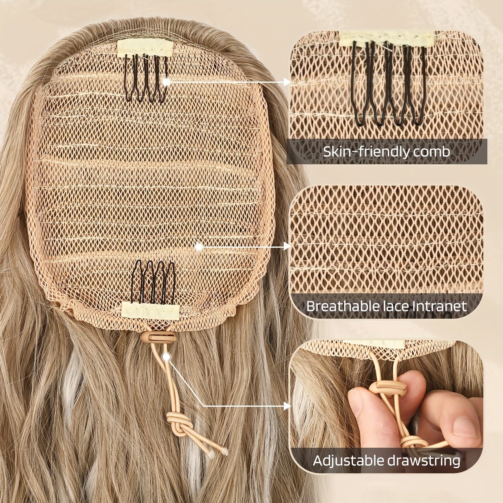 50 8 Cm Long Water Wave Ponytail Extensions Synthetic Fiber Hair Extensions