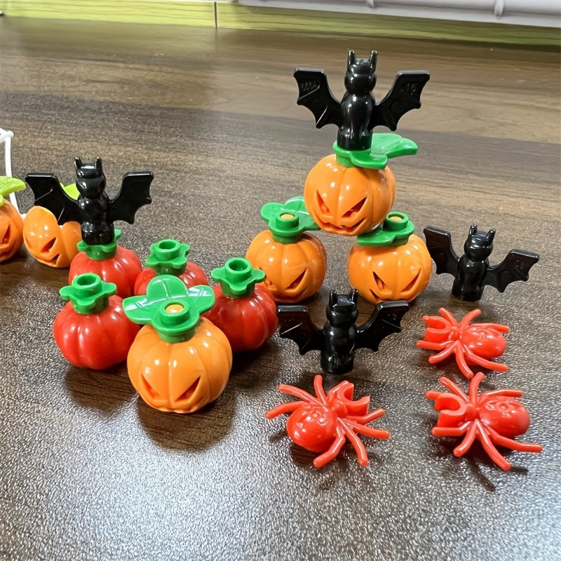 Halloween Stacking Blocks Set Spooky Pumpkin Heads Bats Spiders Ghost House