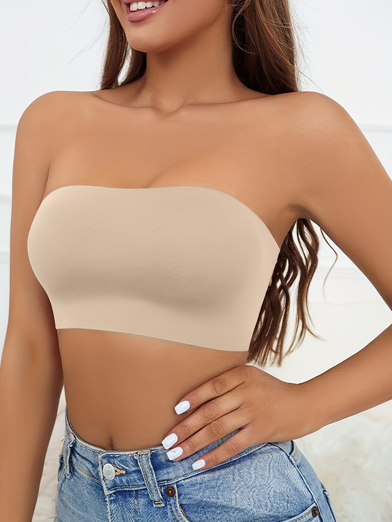 Seamless Bandeau Bra & Thongs Set