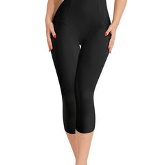 Solid Shaping Crop Pants High Waist Tummy Control Yoga Crop Pants