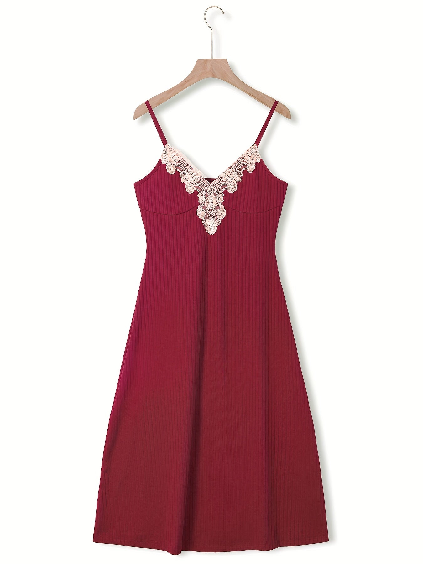 Lace Lounge Dress V-Back Spaghetti Strap Home Wear