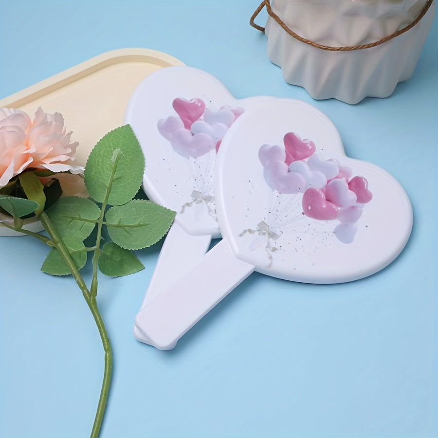 Heart Shape Makeup Mirror Portable Cosmetic Touch up Mirror With Handle