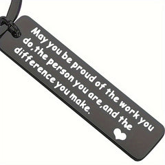 2pcs Heart Pendant Engraved Metal Keychain Graduation