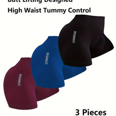 Women's Letter Pattern Sports Shorts High Waist Yoga Running Athletic Shorts