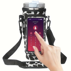 Water Bottle Carrier Bag With Phone Pocket Insulated Holder For 40oz Tumbler