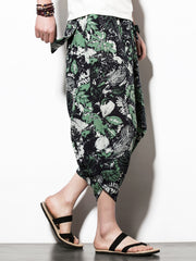 Leaf Pattern Print Men s Cropped Beach Pants