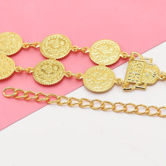 Bohemian Coin Pendant Tassel Waistband Hollow Out Metal Belly Chain