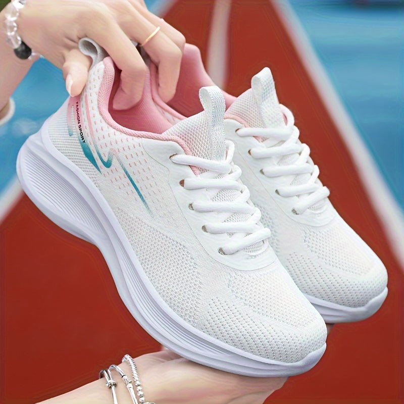 Women's Breathable Running Sports Shoes Thick Bottom Lace Up Sneakers