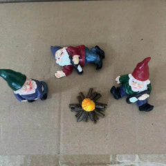 4pcs Mini Gnomes Resin Statues for Fairy Garden & Bonsai Decor