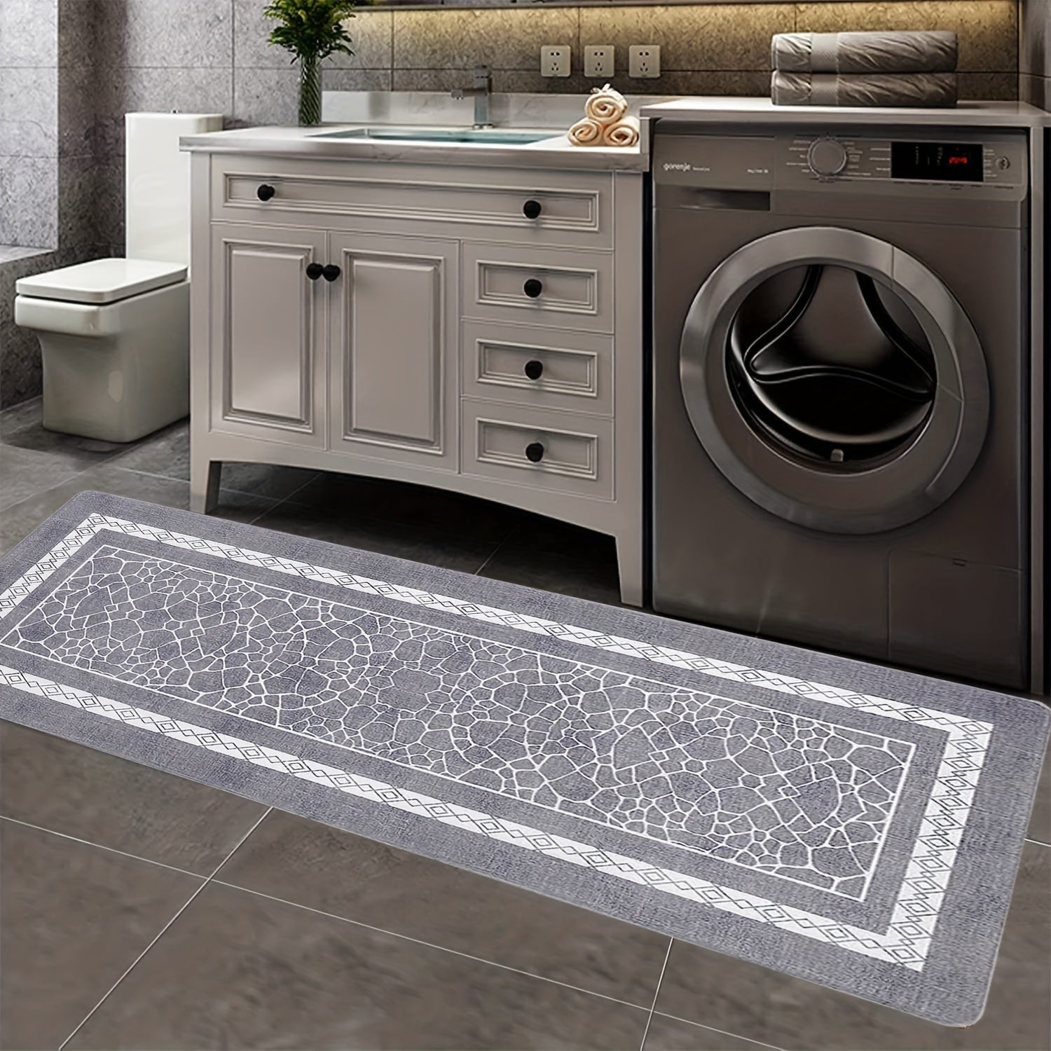 Grey Non-slip Absorbent Floor Mat for Living Room Bedroom