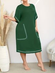 Striped Print Round Neck Tee Sleep Dress