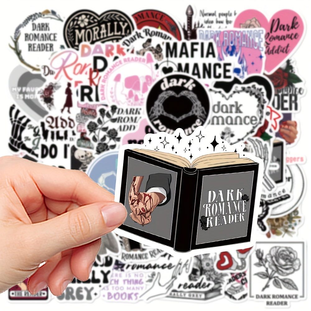 50pcs Dark Romantic Readers Series Stickers For Laptop Helmet Water Cup