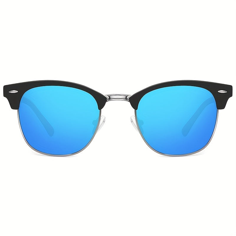 Retro Semi Rimless Polarized Men's Driving Sunglasses UV Protection
