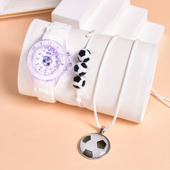 3pcs LED Sports Watch Set for Boys Soccer Theme