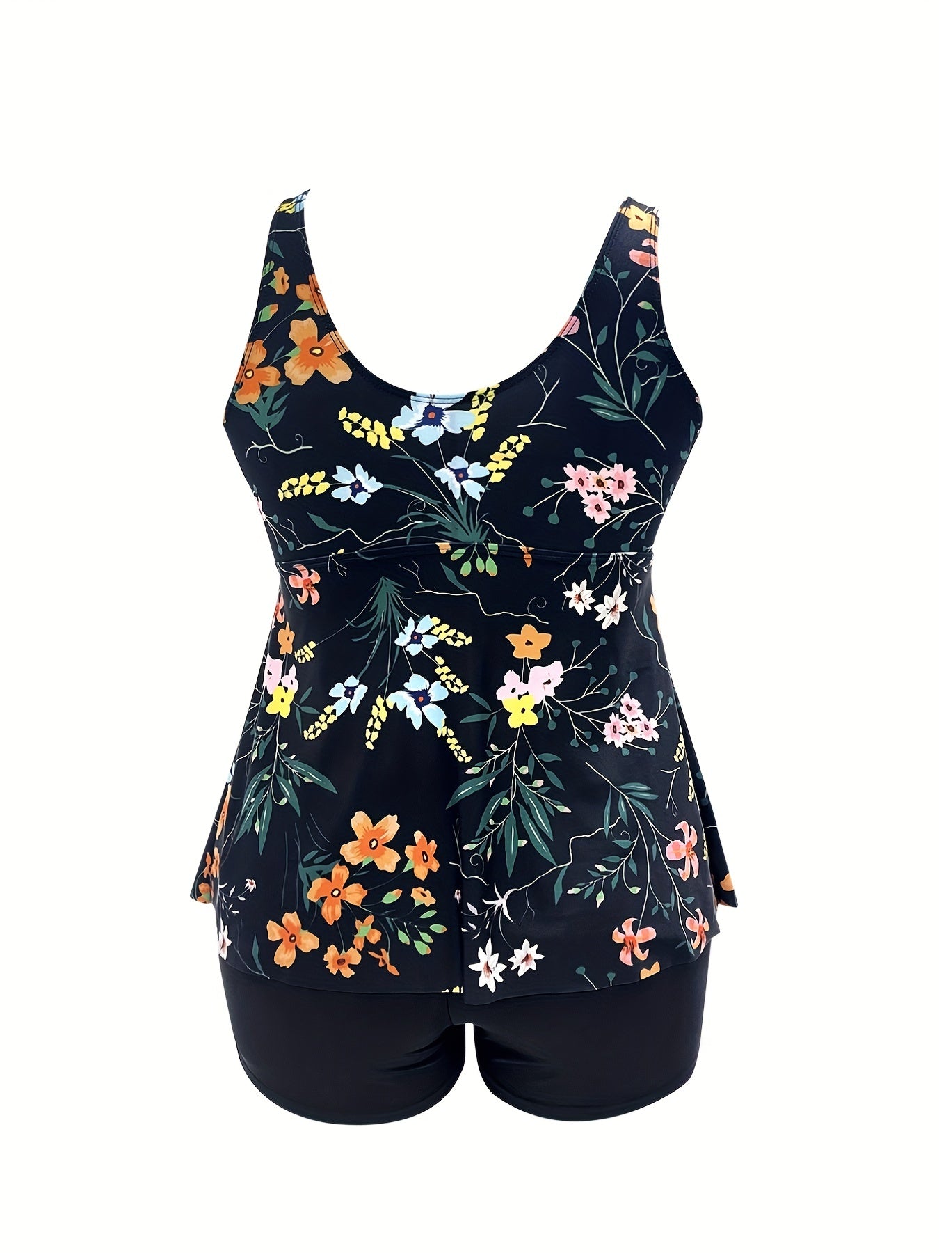 Women's Plus Floral Tankini Set & Boyshorts Swimsuit