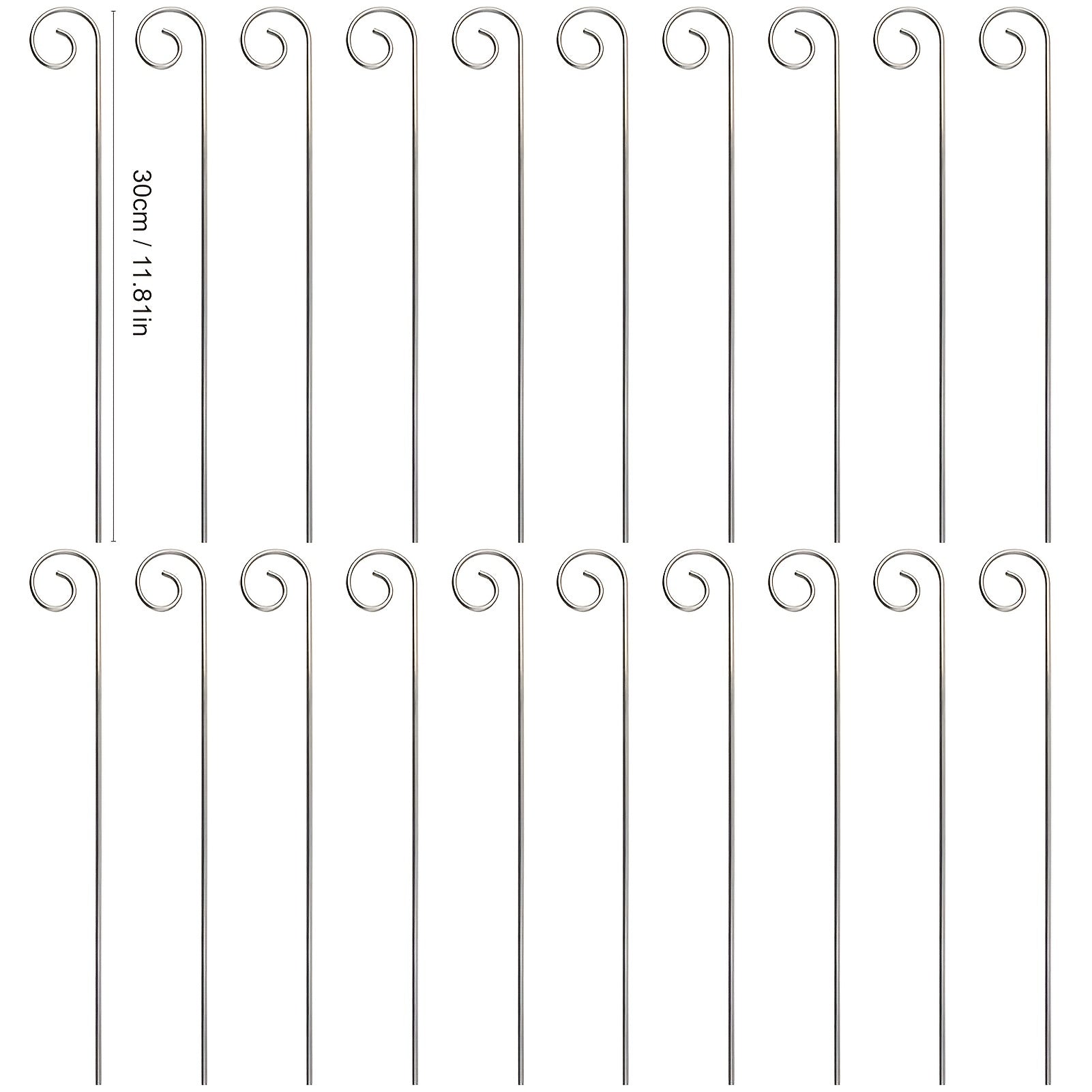 20pcs Stainless Steel Stake Hooks for Plant Labels - Weather Resistant