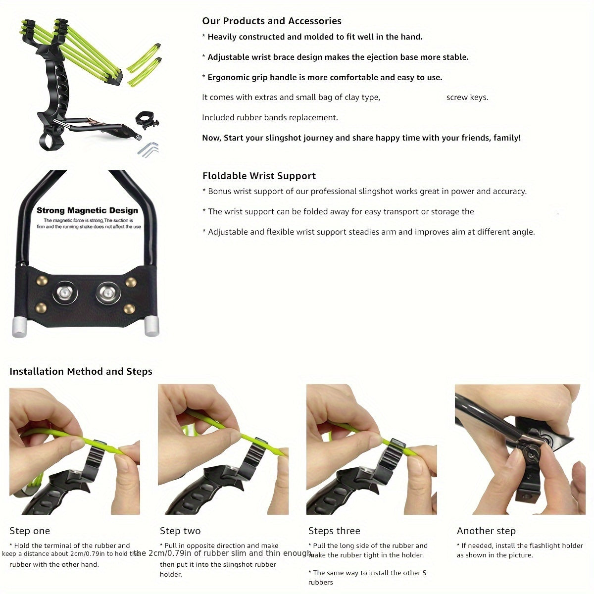 Outdoor Elastic Slingshot With Wrist Support