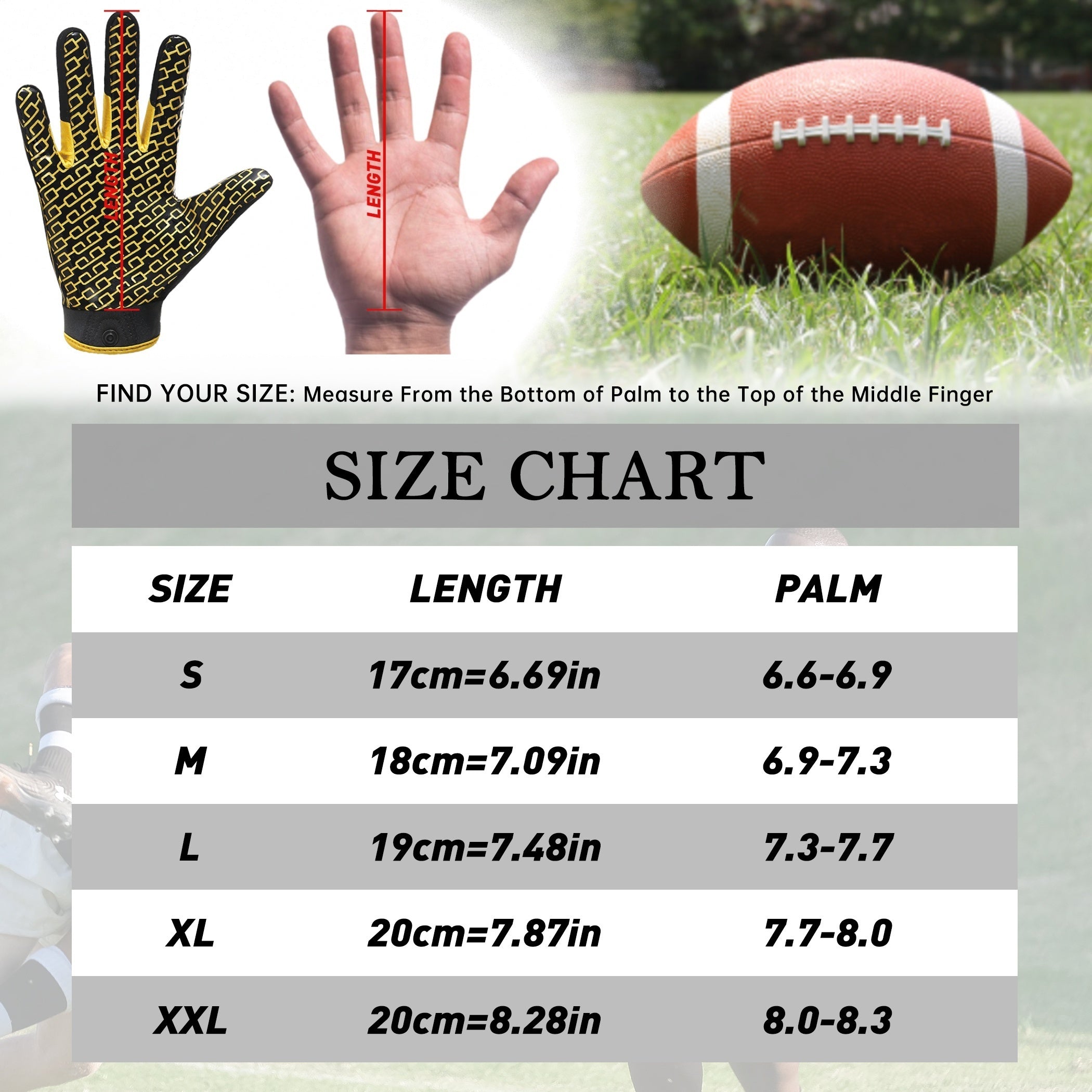 College Football Gloves Adjustable Closure Colors Elastic for Sports