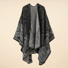 Cashmere Shawl Print Warm Long Shawl Casual Blanket Open Front Poncho Cape