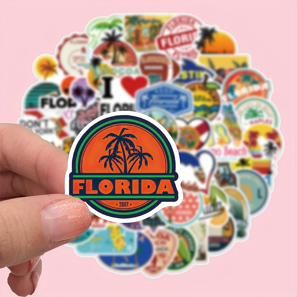 50pcs Florida Graffiti Stickers for Water Bottles Laptop Phone Skateboard