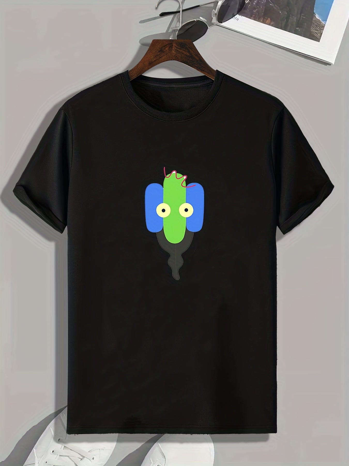 Men's Cartoon Pattern T-shirt Casual Stretch Tee