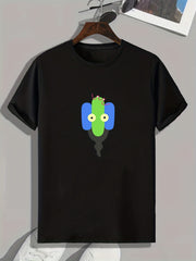 Men's Cartoon Pattern T-shirt Casual Stretch Tee