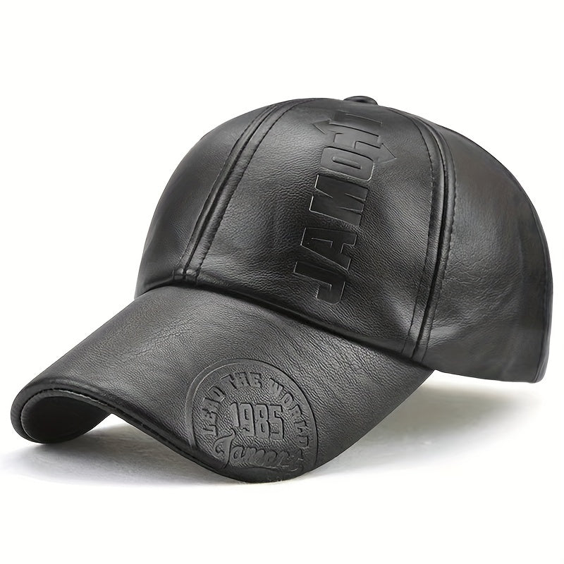 Men's Leather Warm Baseball Cap For Cycling