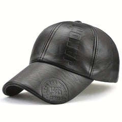 Men's Leather Warm Baseball Cap For Cycling