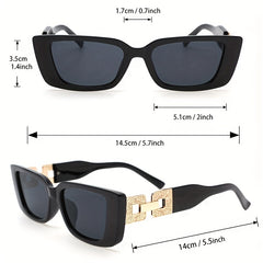 2pcs Men's Small Frame Sunglasses Metal Splicing UV Protection
