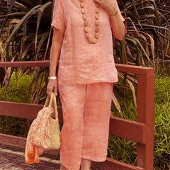 Women's Split Top & Wide Leg Pants Two Piece Set