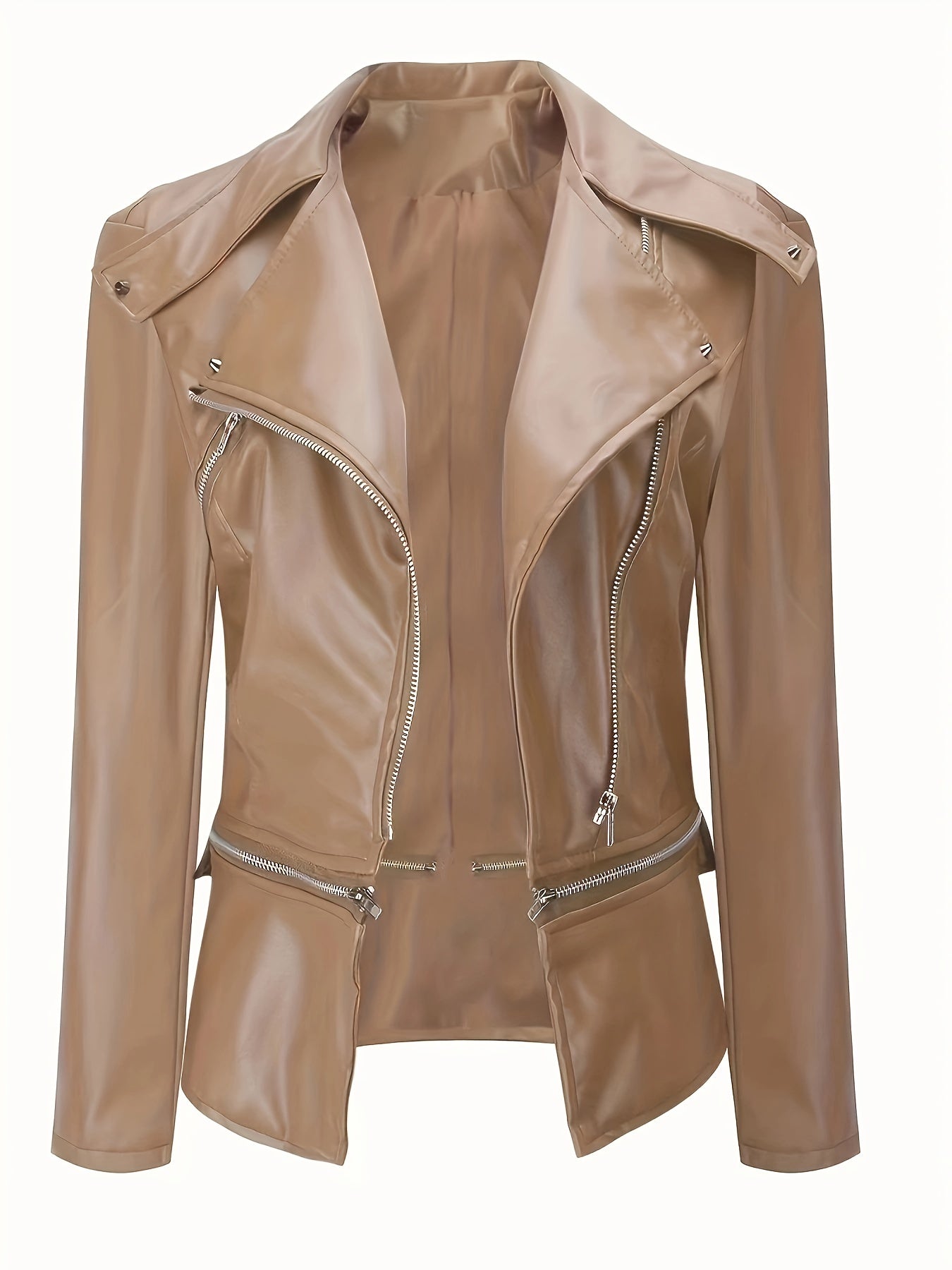 Zip Up Jacket Long Sleeve Lapel Neck Women's Clothing