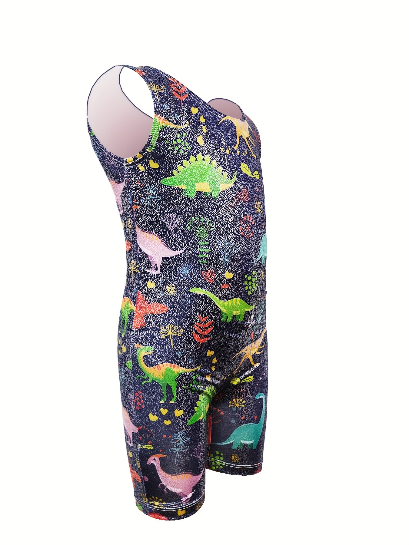 Girls Dino Print Gymnastics Outfits Comfy Workout Clothes
