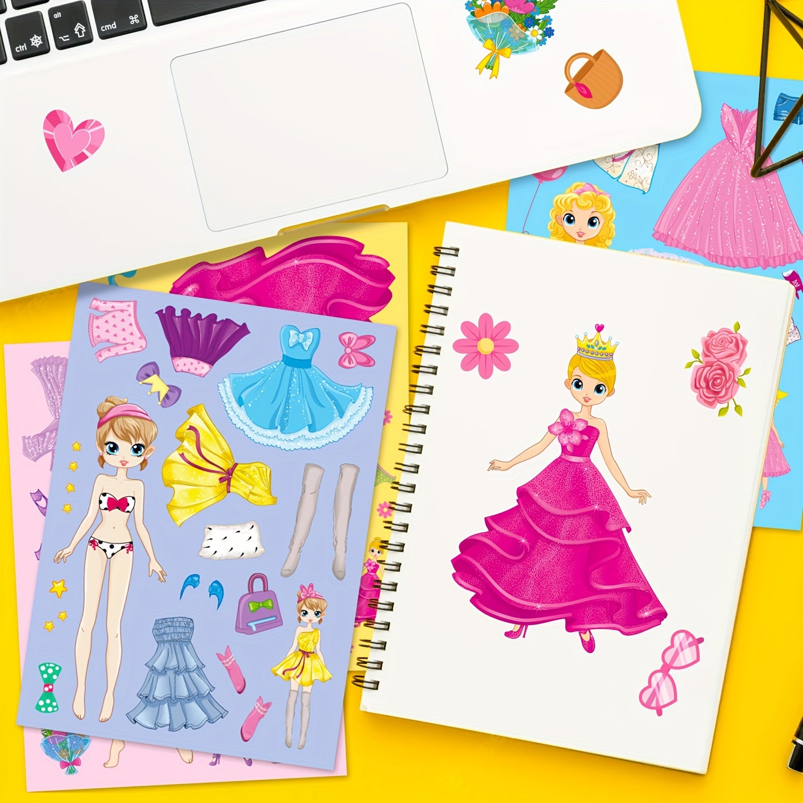6 Sheets Pink Princess Face Changing Stickers
