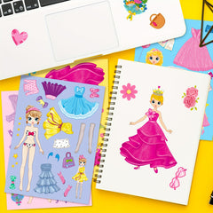 6 Sheets Pink Princess Face Changing Stickers